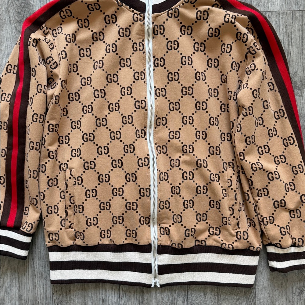 Gucci Beige and Red Logo Track Jacket And Pants  (set)